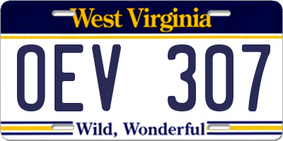 WV license plate OEV307