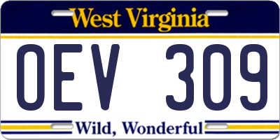 WV license plate OEV309