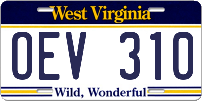 WV license plate OEV310