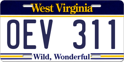 WV license plate OEV311