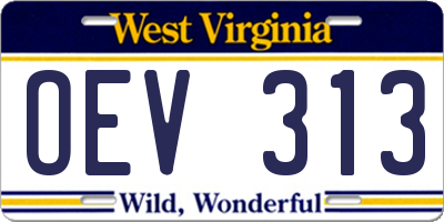 WV license plate OEV313