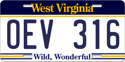 WV license plate OEV316