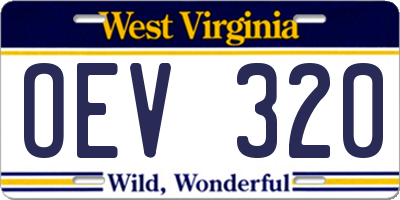 WV license plate OEV320