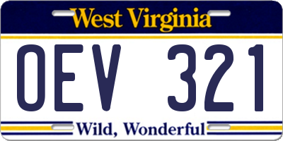 WV license plate OEV321