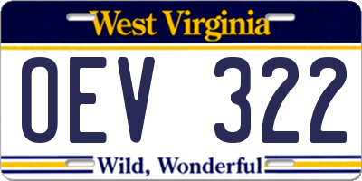 WV license plate OEV322