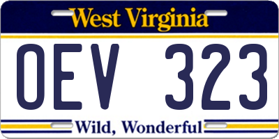 WV license plate OEV323