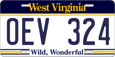 WV license plate OEV324