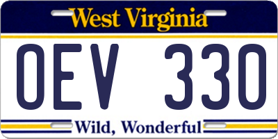 WV license plate OEV330