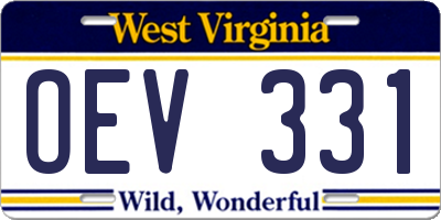 WV license plate OEV331