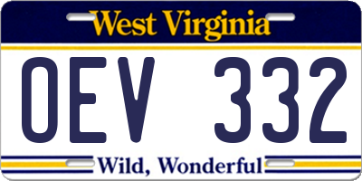 WV license plate OEV332