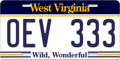 WV license plate OEV333