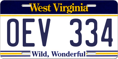 WV license plate OEV334