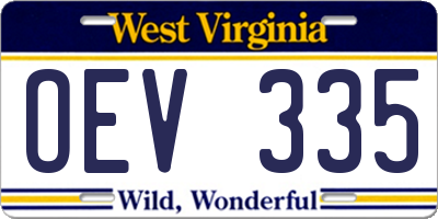WV license plate OEV335