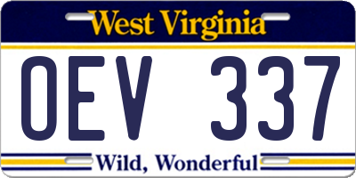 WV license plate OEV337
