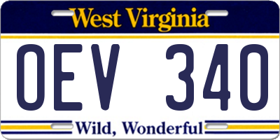 WV license plate OEV340