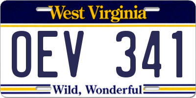 WV license plate OEV341
