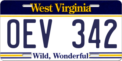 WV license plate OEV342