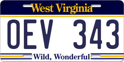 WV license plate OEV343