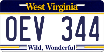 WV license plate OEV344