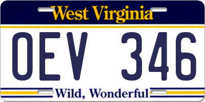 WV license plate OEV346