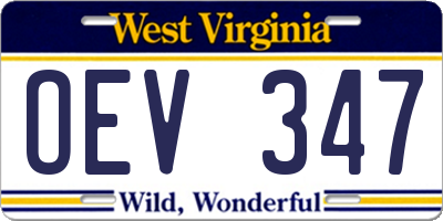 WV license plate OEV347