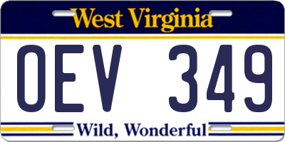WV license plate OEV349