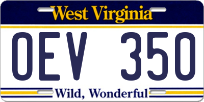 WV license plate OEV350