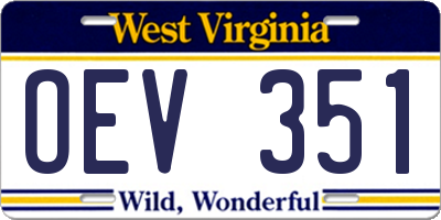 WV license plate OEV351