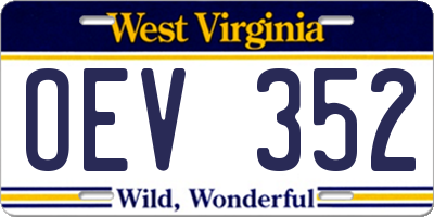 WV license plate OEV352