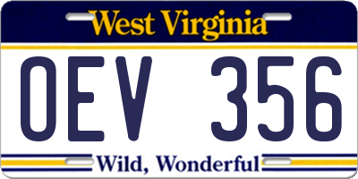 WV license plate OEV356