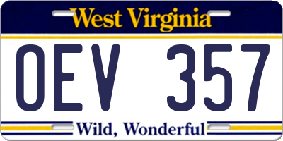WV license plate OEV357