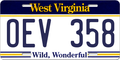 WV license plate OEV358