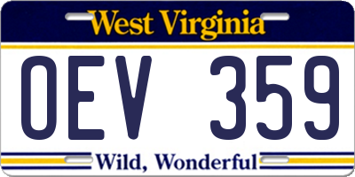 WV license plate OEV359