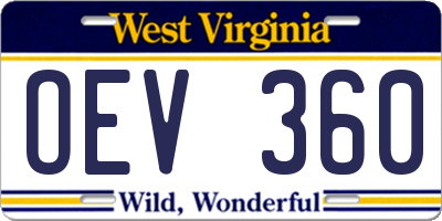 WV license plate OEV360