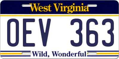 WV license plate OEV363
