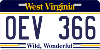 WV license plate OEV366