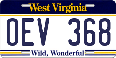 WV license plate OEV368
