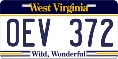 WV license plate OEV372