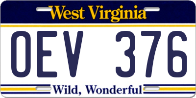 WV license plate OEV376