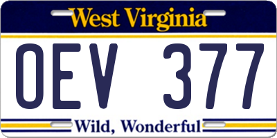 WV license plate OEV377