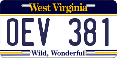 WV license plate OEV381