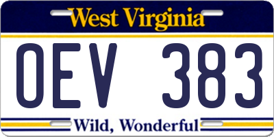 WV license plate OEV383