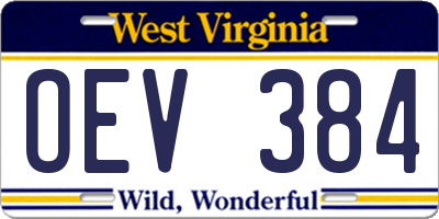 WV license plate OEV384