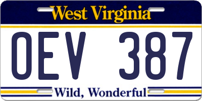 WV license plate OEV387