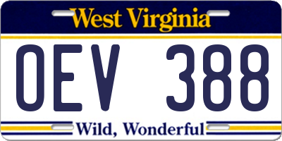 WV license plate OEV388