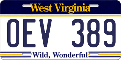 WV license plate OEV389