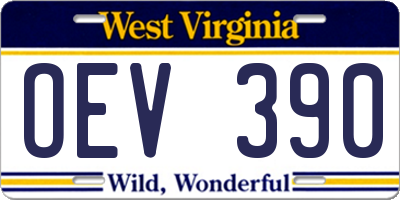 WV license plate OEV390