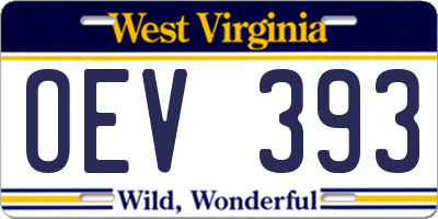 WV license plate OEV393