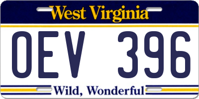 WV license plate OEV396