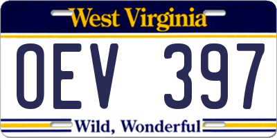 WV license plate OEV397